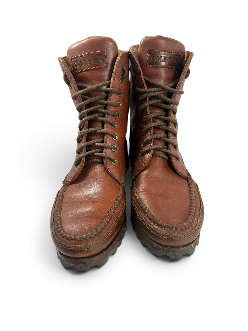 Cole Haan Country Vintage 80/90s Classic Brown Leather Moc Toe Women Boots 8 N - Picture 3 of 10